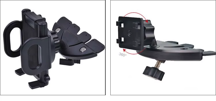 must plastikust telefonihoidja, mis kinnitub auto CD avasse, reguleeritav 360 kraadi