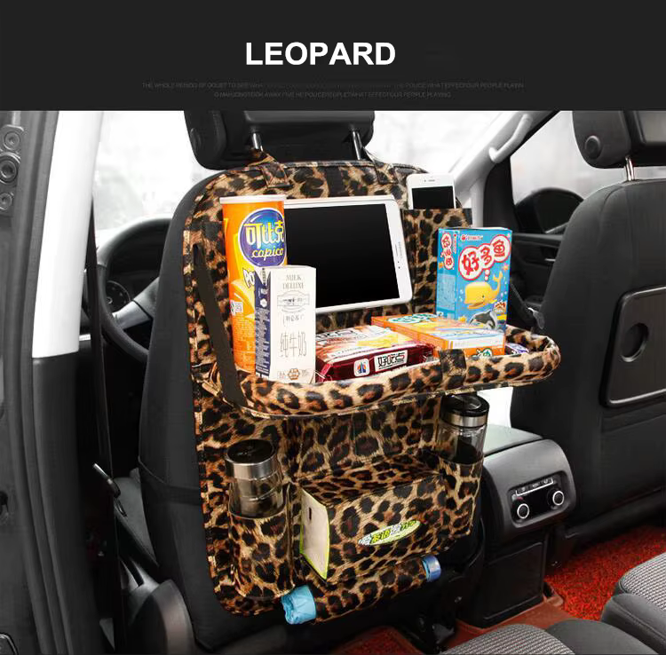 leopardimustriga kunstnahast auto tagaistme organiseerija koos taskutega