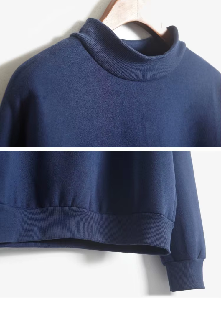 tumesinine naiste pullover kõrge kaelusega