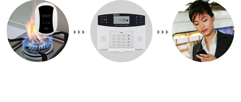 gaasipliidil leek, gaasiandur ja naine telefoniga