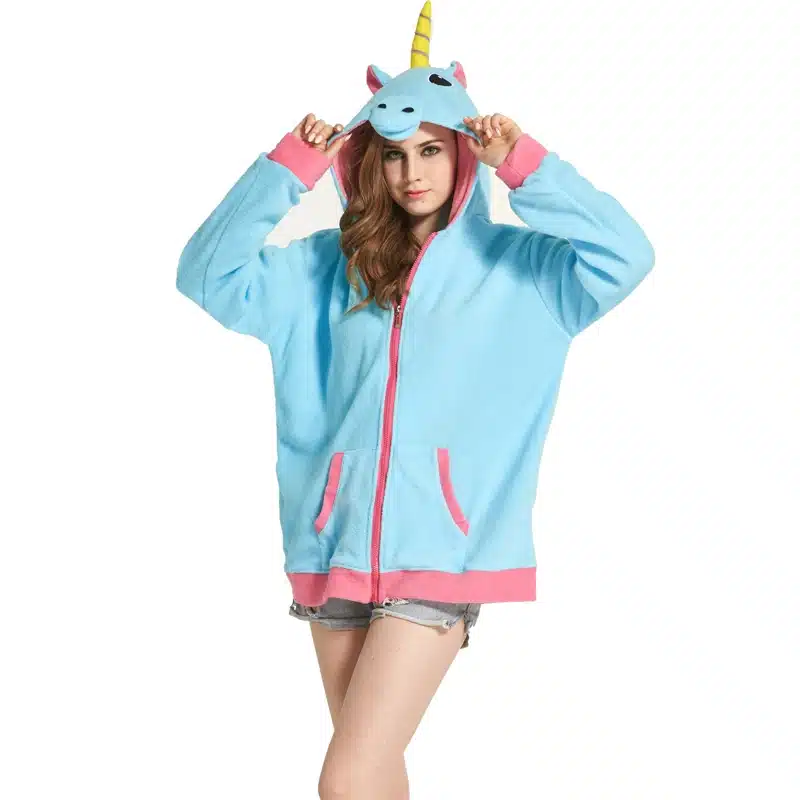 New Novelty Women Hoodies Fashion Cartoon unicorn Sweatshirts Tracksuits Women gardigan hoodies Girl Winter cute Hooded Jacket 3