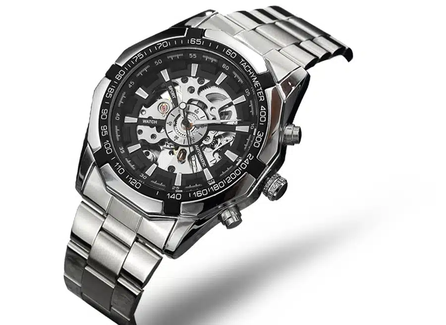 Hot Sale Luxury Luminous Automatic Mechanical Skeleton Dial Stainless Steel Band Wrist Watch Men Women Best Christmas Gift M106 5