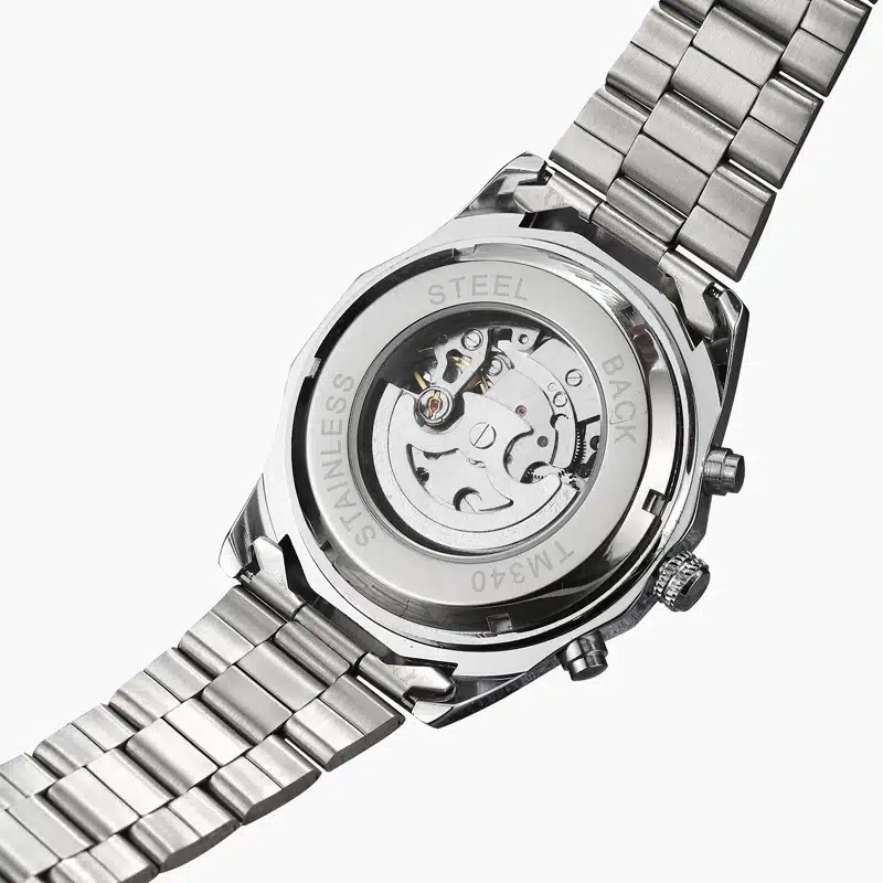 Hot Sale Luxury Luminous Automatic Mechanical Skeleton Dial Stainless Steel Band Wrist Watch Men Women Best Christmas Gift M106 7