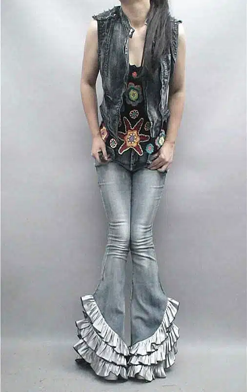 Free Shipping 2017 Fashion Long Jeans Pants For Women Flare Stretch Trousers Plus Size S-XL Denim European Ruffles Long Pants 17