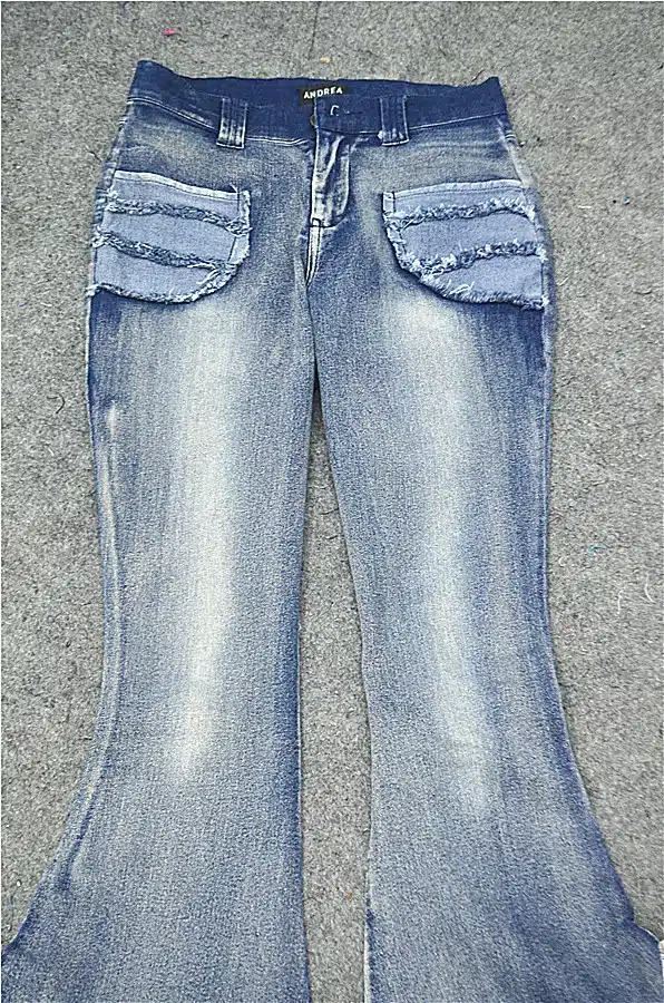 Free Shipping 2017 Fashion Long Jeans Pants For Women Flare Stretch Trousers Plus Size S-XL Denim European Ruffles Long Pants 29