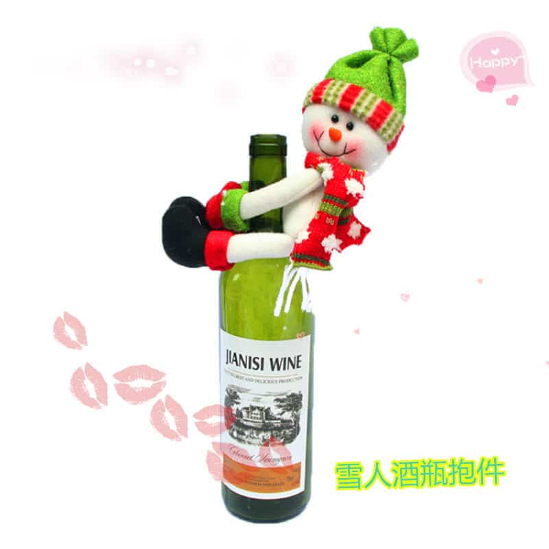 3Pcs/set Xmas Santa Claus enfeites de natal Red high quality Wine Bottle Cover Bags navidad Table Dinner christmas decoration 3