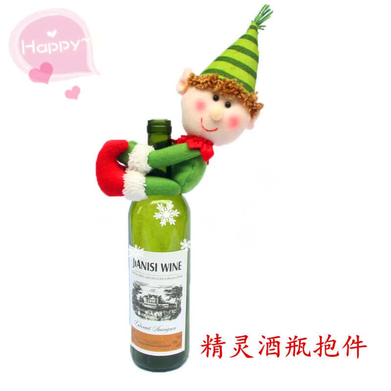 3Pcs/set Xmas Santa Claus enfeites de natal Red high quality Wine Bottle Cover Bags navidad Table Dinner christmas decoration 4