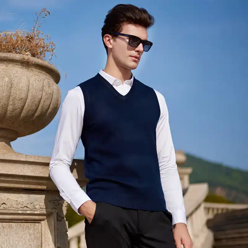 COODRONY Autumn Winter Cashmere Classic Vest Sweater Men Sleeveless Sweaters Solid Color V-Neck Wool Pullovers Men Jersey Hombre 6