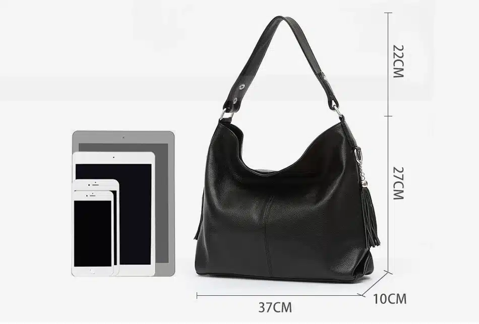 2018 New Fashion Soft Real Genuine Leather Tassel Women's Handbag Ladies Shoulder Tote Messenger Bag Purse Satchel Black White 4