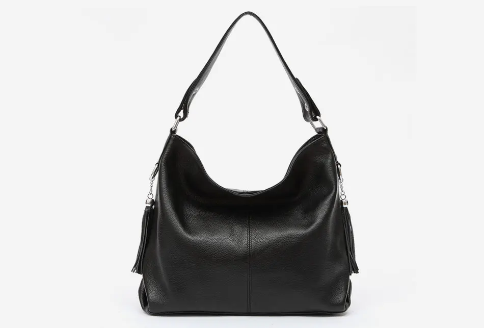 2018 New Fashion Soft Real Genuine Leather Tassel Women's Handbag Ladies Shoulder Tote Messenger Bag Purse Satchel Black White 11