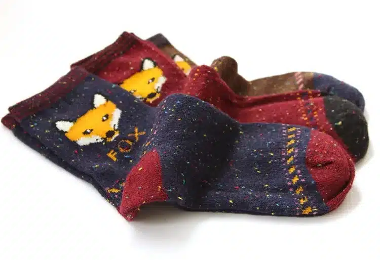 1Pair/lot Lovely Fox Wolf Striped 3D Socks Spring Winter Style Creative Cute Women Cotton Socks Fox Girls Calcetines Meias 12