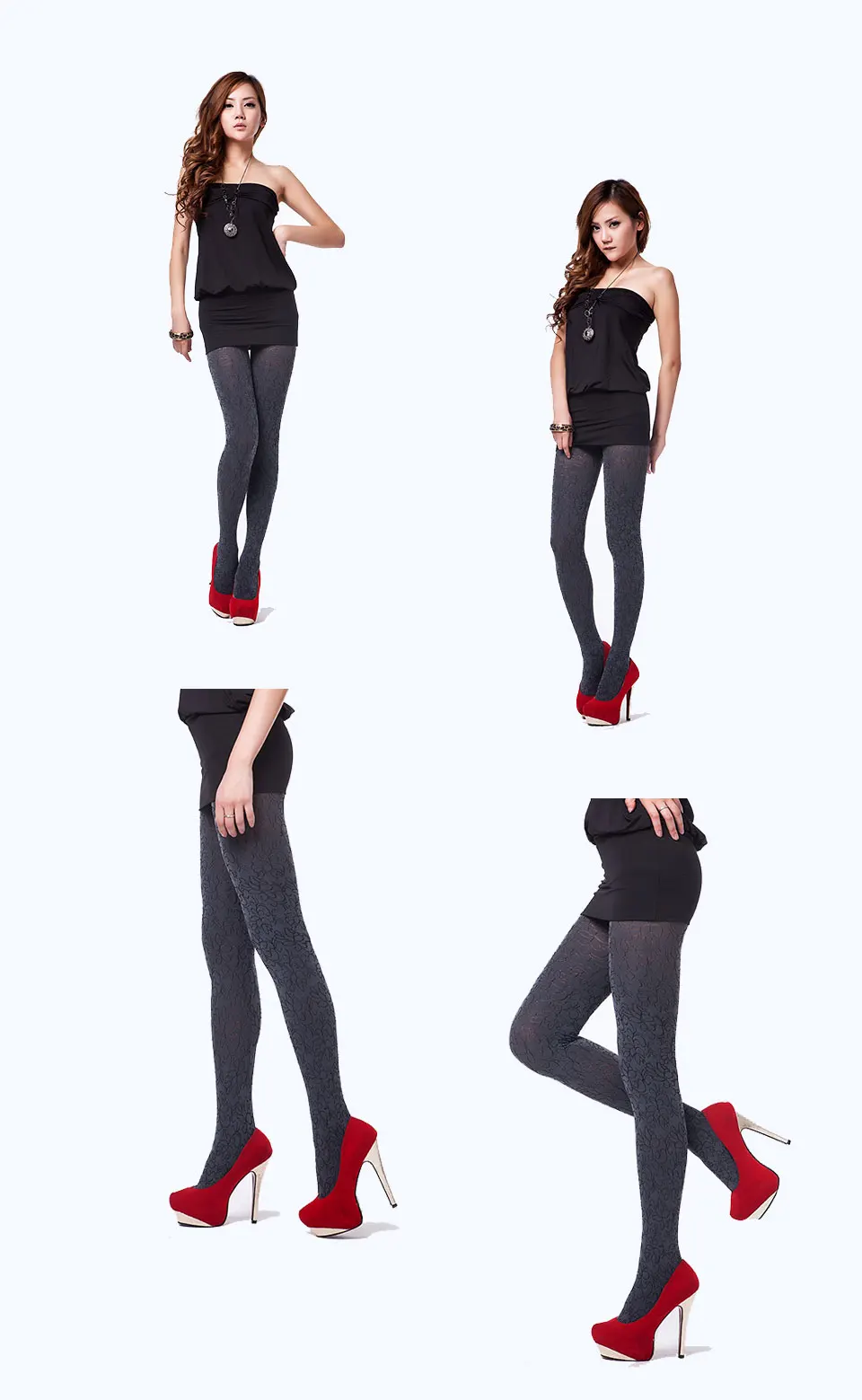 Hot Spring Autumn Tights 280 Denier Not Opaque Pattern Jacquard Velvet Pantyhose, Sexy and High Elasticity, Heather Grey Series 9