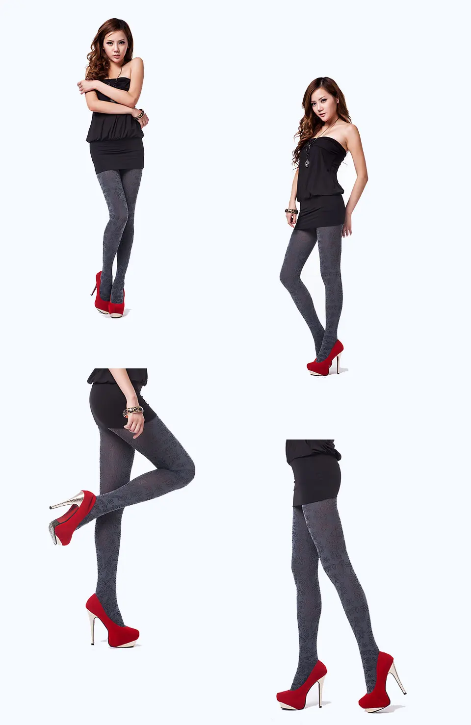Hot Spring Autumn Tights 280 Denier Not Opaque Pattern Jacquard Velvet Pantyhose, Sexy and High Elasticity, Heather Grey Series 10