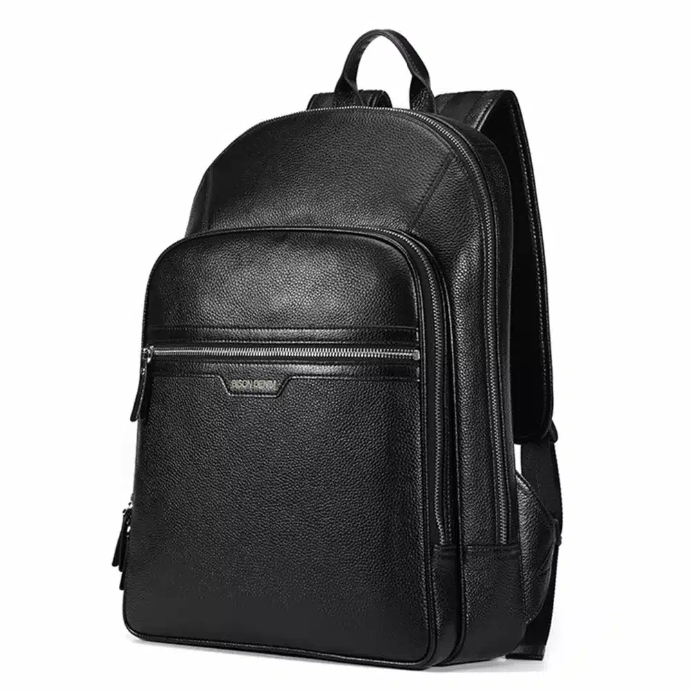 BISON DENIM 2017 Genuine Leather Backpack School Laptop Backpack Travel Backpack Male Fashion Backpack Schoolbag N2337 12