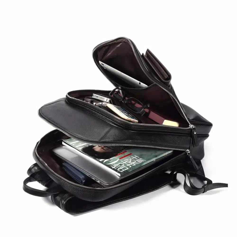 BISON DENIM 2017 Genuine Leather Backpack School Laptop Backpack Travel Backpack Male Fashion Backpack Schoolbag N2337 15