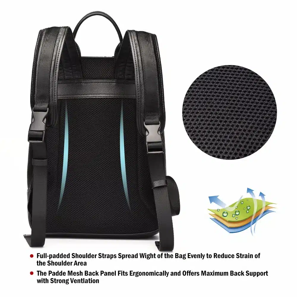 BISON DENIM 2017 Genuine Leather Backpack School Laptop Backpack Travel Backpack Male Fashion Backpack Schoolbag N2337 17