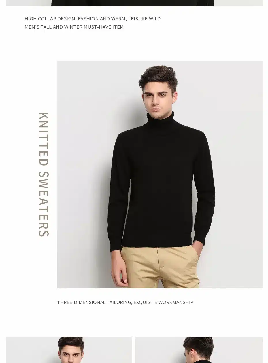 Hot 2018 New Autumn Winter Brand Clothing Sweater Men Turtleneck Slim Fit Winter Pullover Men Solid Color Knitted Sweater Men 7
