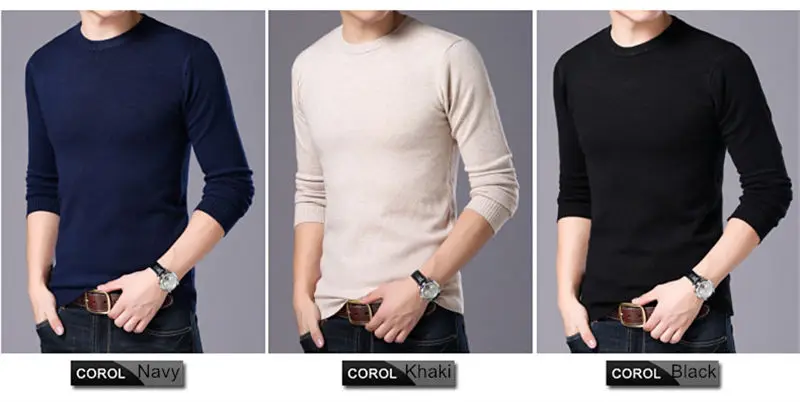 COODRONY Sweater Men Autumn Winter Warm Mens Knitted Wool Sweaters Solid Color Casual O-Neck Pull Homme Cotton Pullover Men 7209 6