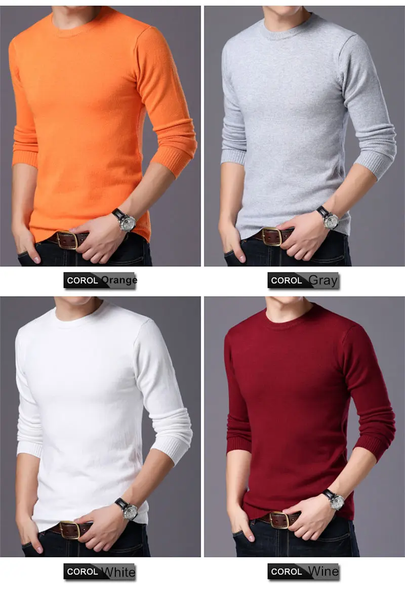 COODRONY Sweater Men Autumn Winter Warm Mens Knitted Wool Sweaters Solid Color Casual O-Neck Pull Homme Cotton Pullover Men 7209 7