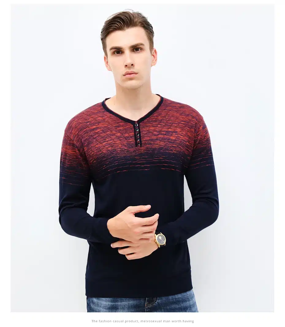 2018 New Spring & Autumn Fashion Brand Clothing Pullover Mens Sweaters Trend V-Neck Slim Fit Knitting Thin Sweaters For Men 23