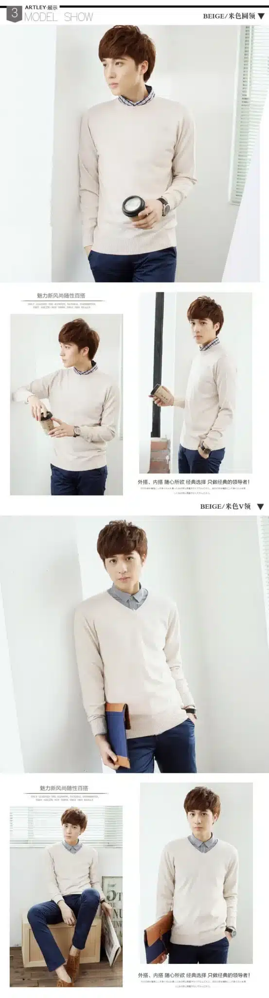 LHZSYY Cashmere Sweater Men V Neck Mens Sweaters Fashion Casual Shirt Wool Sweater over Men O-Neck Cashmere Sweater 5