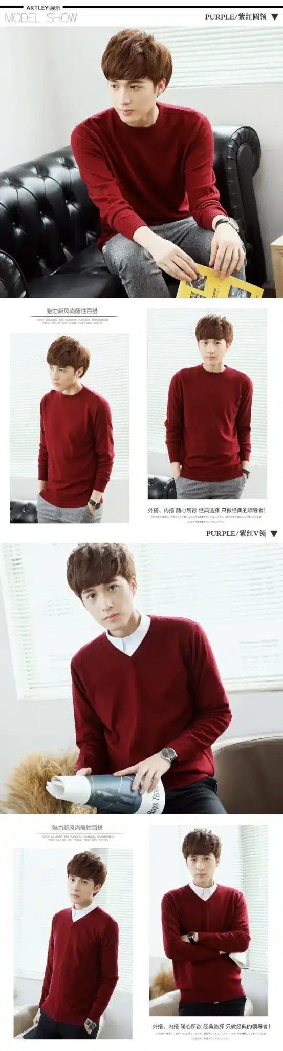 LHZSYY Cashmere Sweater Men V Neck Mens Sweaters Fashion Casual Shirt Wool Sweater over Men O-Neck Cashmere Sweater 9