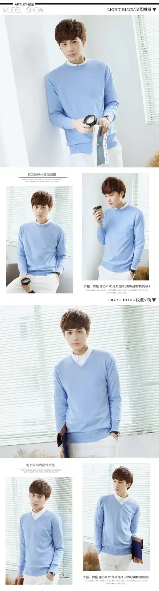 LHZSYY Cashmere Sweater Men V Neck Mens Sweaters Fashion Casual Shirt Wool Sweater over Men O-Neck Cashmere Sweater 10
