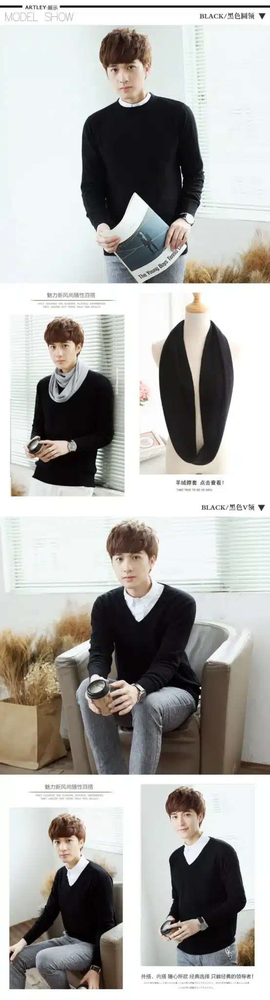 LHZSYY Cashmere Sweater Men V Neck Mens Sweaters Fashion Casual Shirt Wool Sweater over Men O-Neck Cashmere Sweater 12
