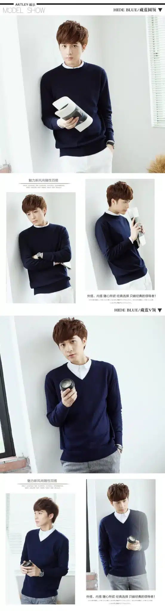 LHZSYY Cashmere Sweater Men V Neck Mens Sweaters Fashion Casual Shirt Wool Sweater over Men O-Neck Cashmere Sweater 13