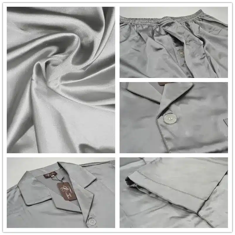 Tony&Candice Satin Silk Pajamas Shorts For Men Rayon Silk Sleepwear Summer Male Pajama Set Soft Nightgown For Men Pyjamas 21