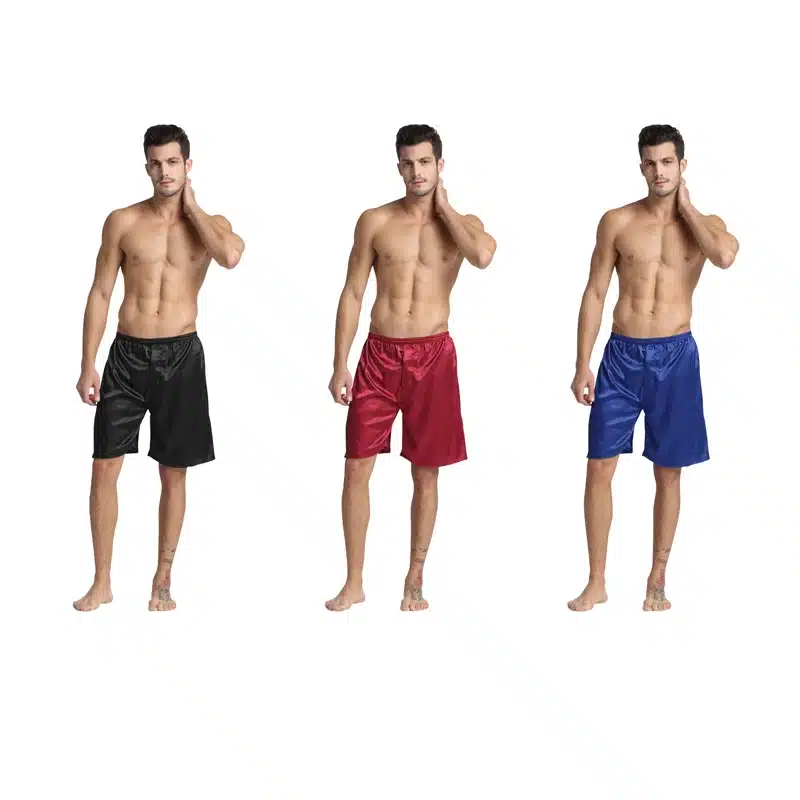 Tony&Candice 3PCS/Lot Men's Satin Silk Boxers Pajama Short Trousers Shorts Combo Pack Underwear Pajamas For Men Sleep Bottoms 12