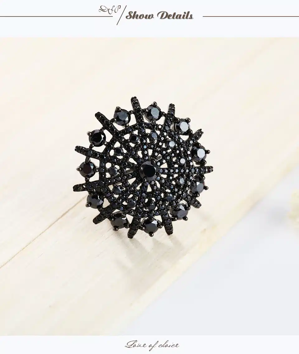 UMCHO Natural Gemstone Black Spinel Ring Solid 925 Sterling Silver Female Rings Women's Christmas Gift Fine Jewelry 13