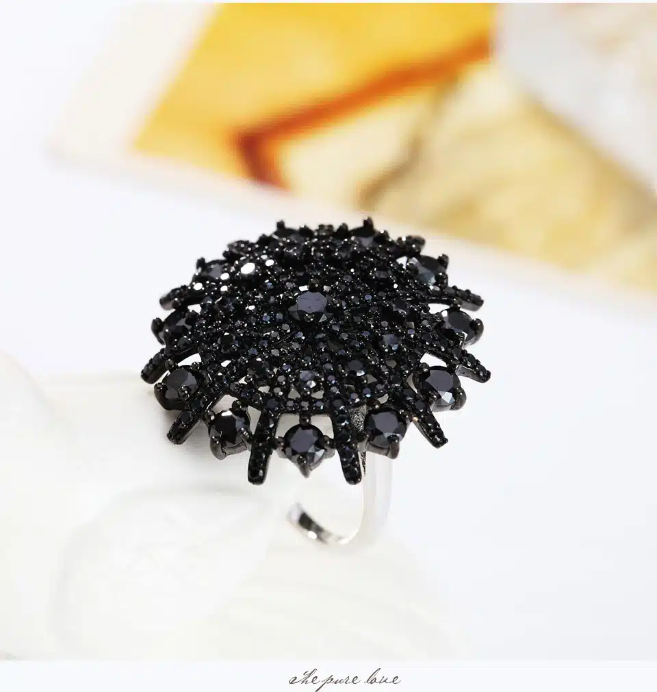 UMCHO Natural Gemstone Black Spinel Ring Solid 925 Sterling Silver Female Rings Women's Christmas Gift Fine Jewelry 14