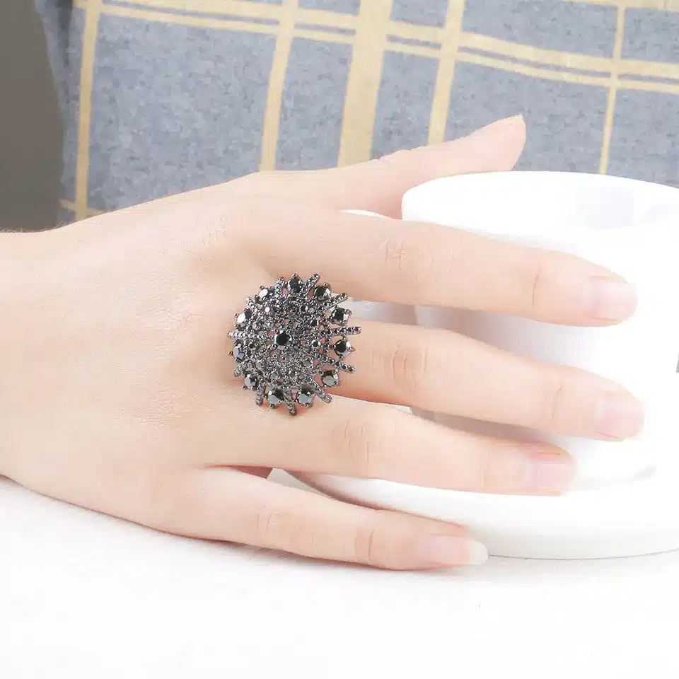UMCHO Natural Gemstone Black Spinel Ring Solid 925 Sterling Silver Female Rings Women's Christmas Gift Fine Jewelry 16