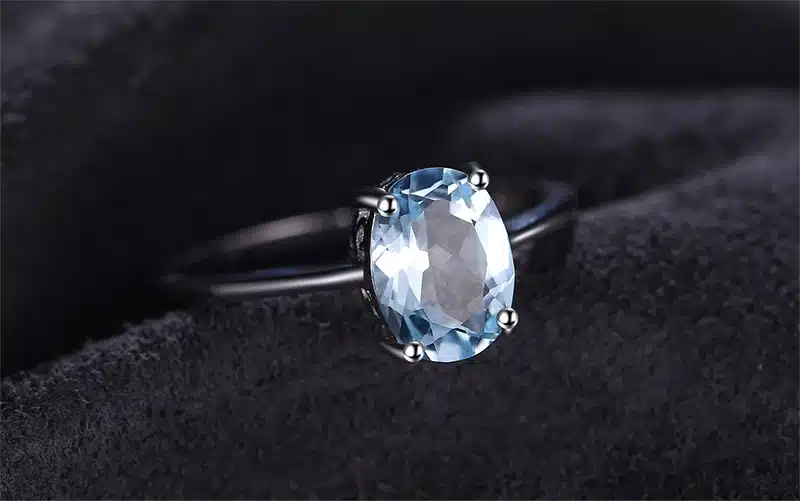 JewelryPalace Oval 5.8ct Natrual Blue Topaz Ring Stud Earrings Pendant Necklace 925 Sterling Silver Jewelry Sets 45cm Box Chain 22