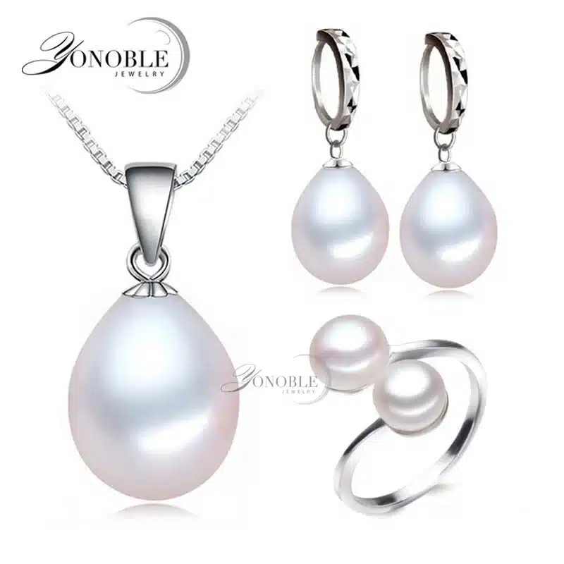 Real freshwater pearl jewelry set women,natural pearl sets 925 sterling silver jewelry girl birthday engagement gift top quality 11