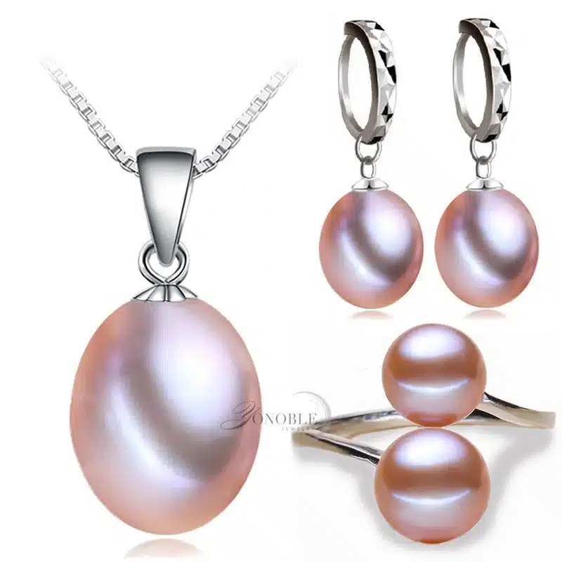 Real freshwater pearl jewelry set women,natural pearl sets 925 sterling silver jewelry girl birthday engagement gift top quality 12