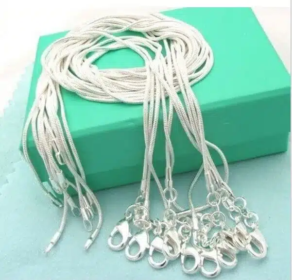 10pcs/lot Promotion! wholesale 925 sterling silver necklace, silver fashion jewelry Snake Chain 1mm Necklace 16 18 20 22 24" 2