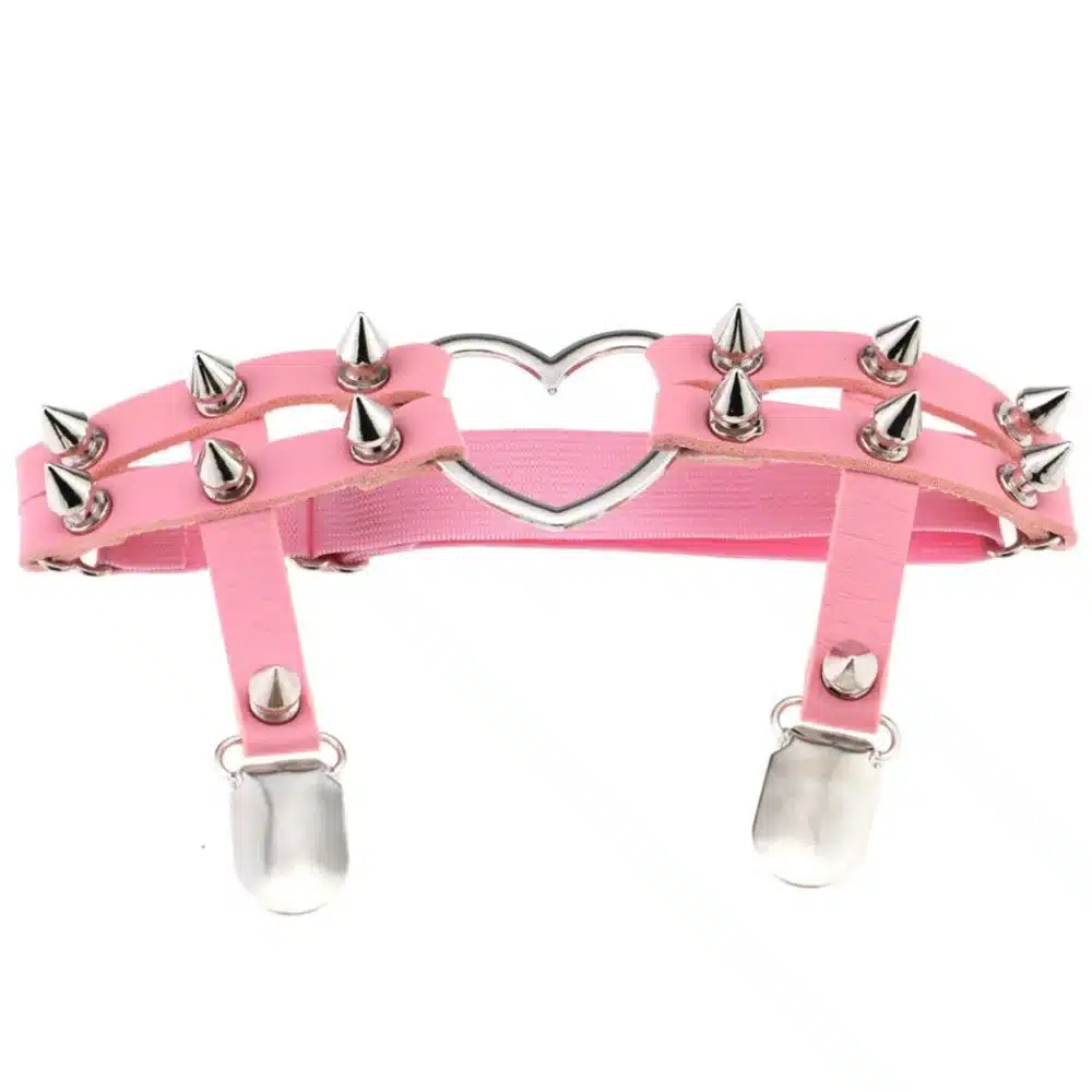 Todorova Gothic Harajuku Sexy Heart Punk Rivet Leg Necklace Belt for Women Harajuku Pastel Goth Harness Leather Garter Stockings 37