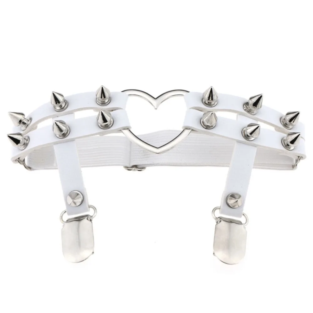 Todorova Gothic Harajuku Sexy Heart Punk Rivet Leg Necklace Belt for Women Harajuku Pastel Goth Harness Leather Garter Stockings 38