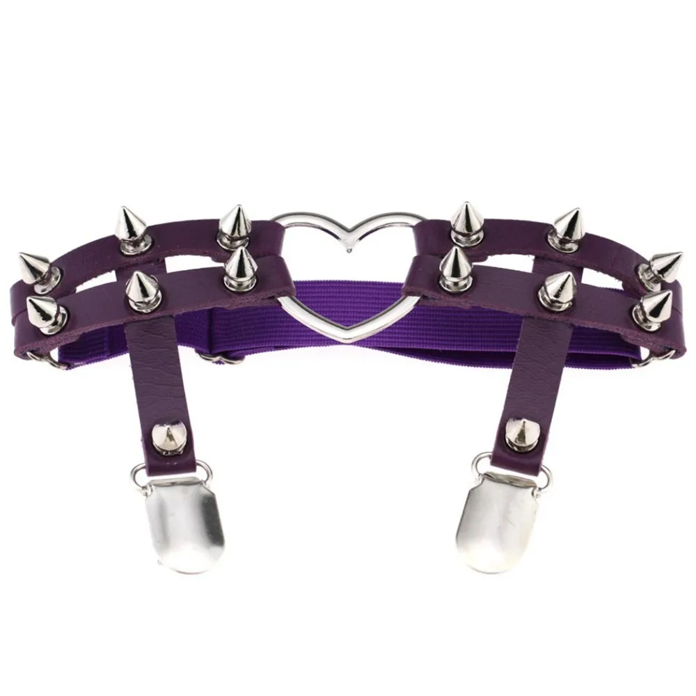 Todorova Gothic Harajuku Sexy Heart Punk Rivet Leg Necklace Belt for Women Harajuku Pastel Goth Harness Leather Garter Stockings 40