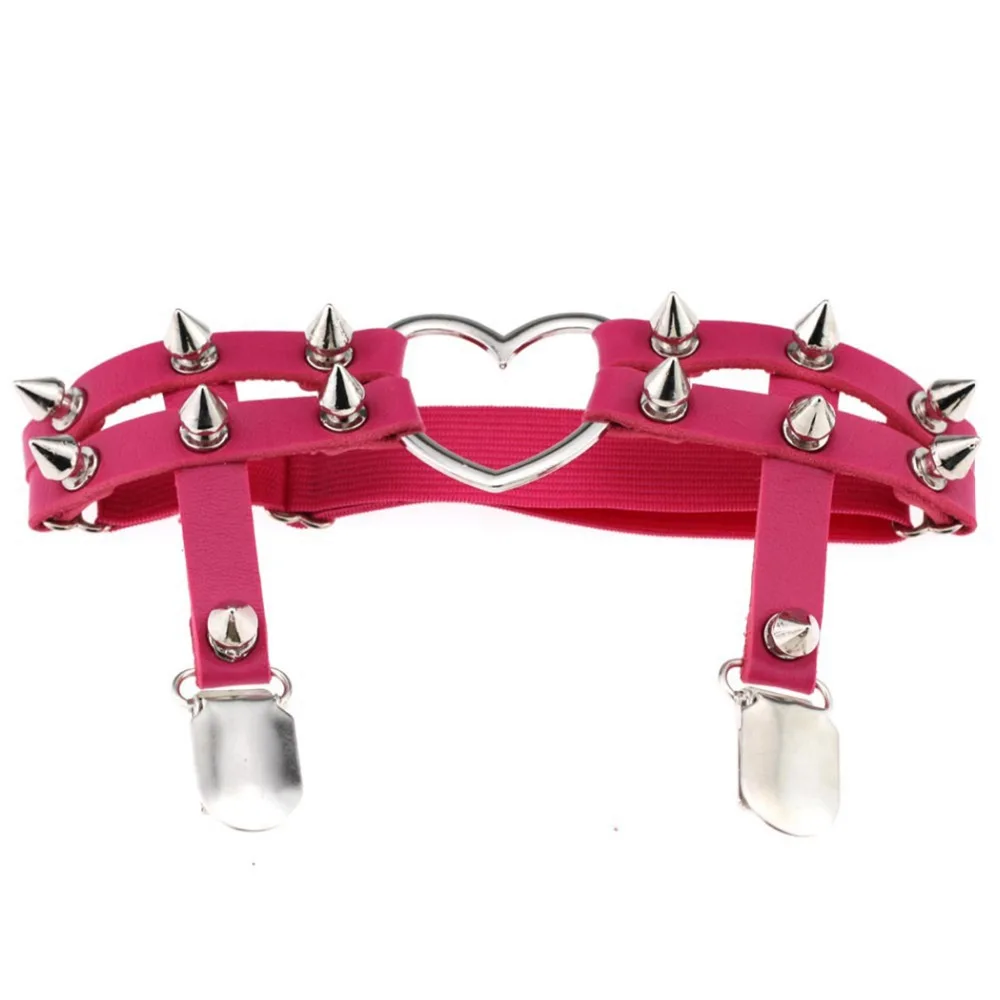Todorova Gothic Harajuku Sexy Heart Punk Rivet Leg Necklace Belt for Women Harajuku Pastel Goth Harness Leather Garter Stockings 41