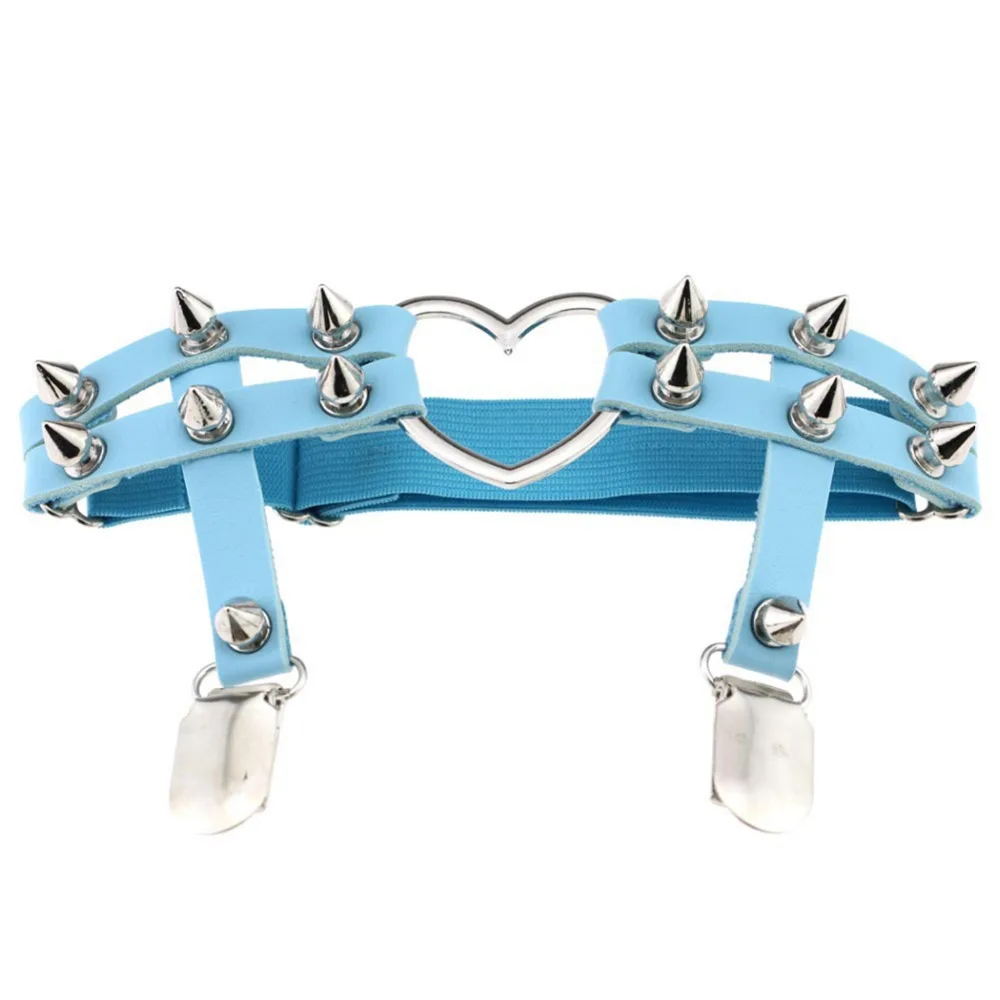 Todorova Gothic Harajuku Sexy Heart Punk Rivet Leg Necklace Belt for Women Harajuku Pastel Goth Harness Leather Garter Stockings 42
