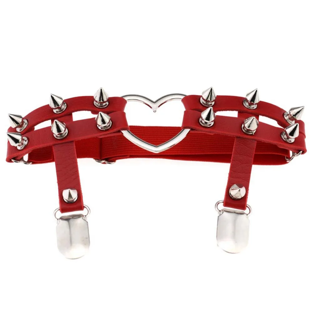 Todorova Gothic Harajuku Sexy Heart Punk Rivet Leg Necklace Belt for Women Harajuku Pastel Goth Harness Leather Garter Stockings 46