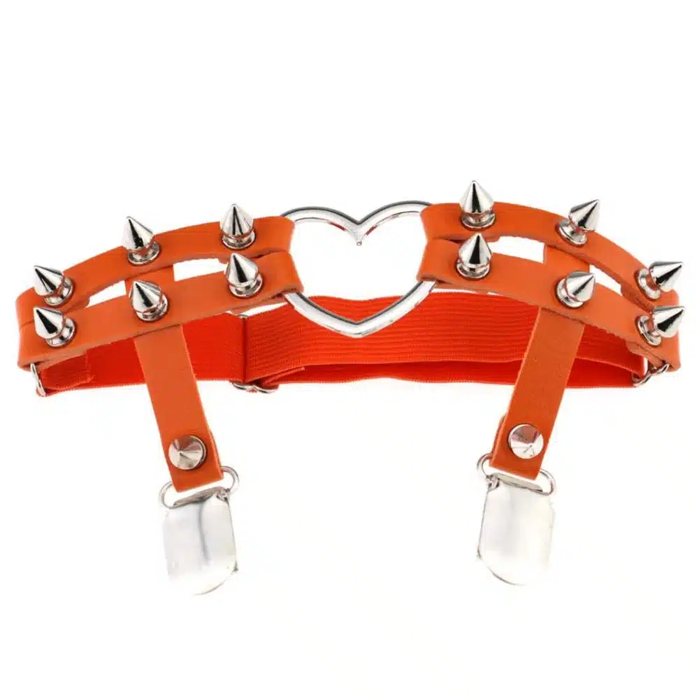 Todorova Gothic Harajuku Sexy Heart Punk Rivet Leg Necklace Belt for Women Harajuku Pastel Goth Harness Leather Garter Stockings 47