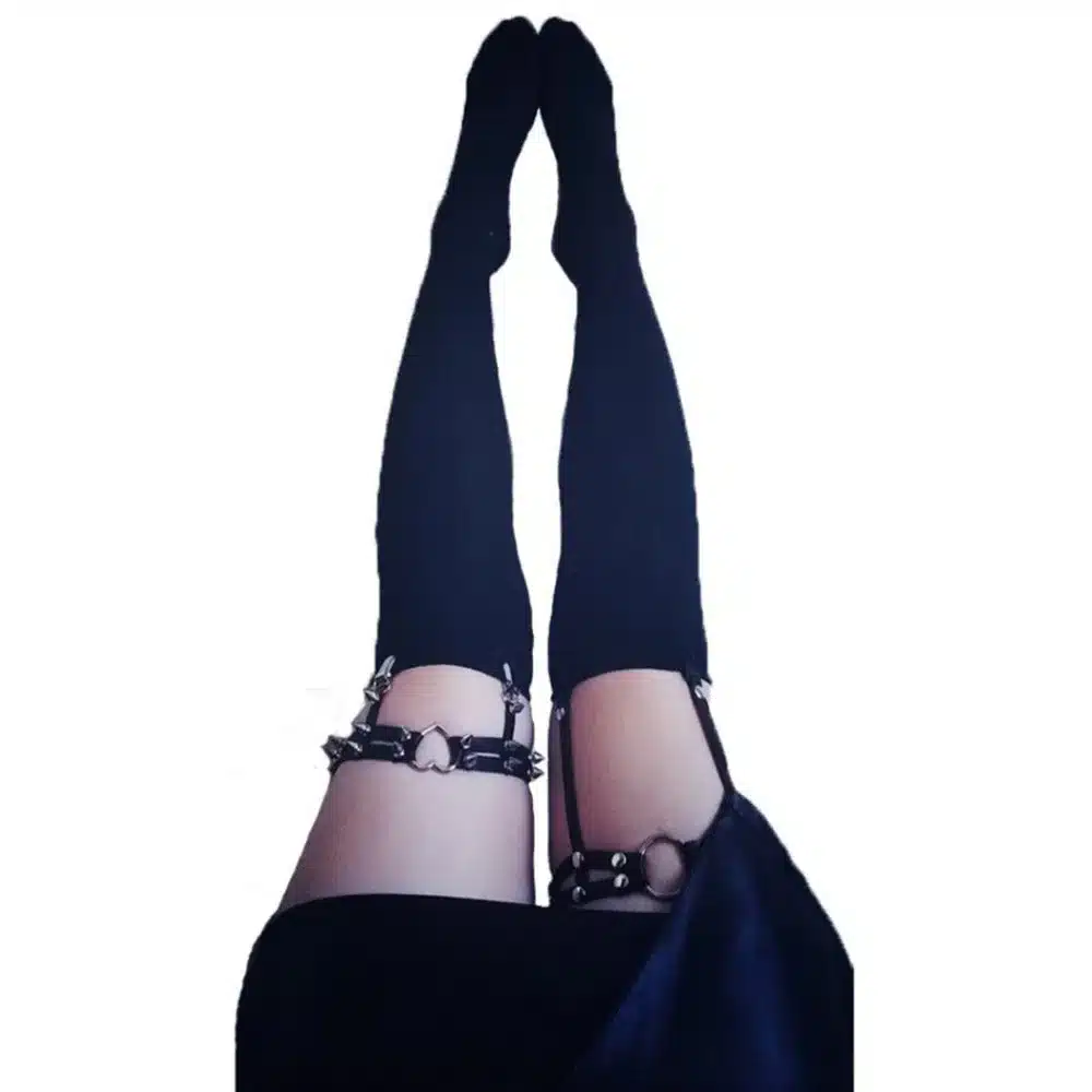 Todorova Gothic Harajuku Sexy Heart Punk Rivet Leg Necklace Belt for Women Harajuku Pastel Goth Harness Leather Garter Stockings 50
