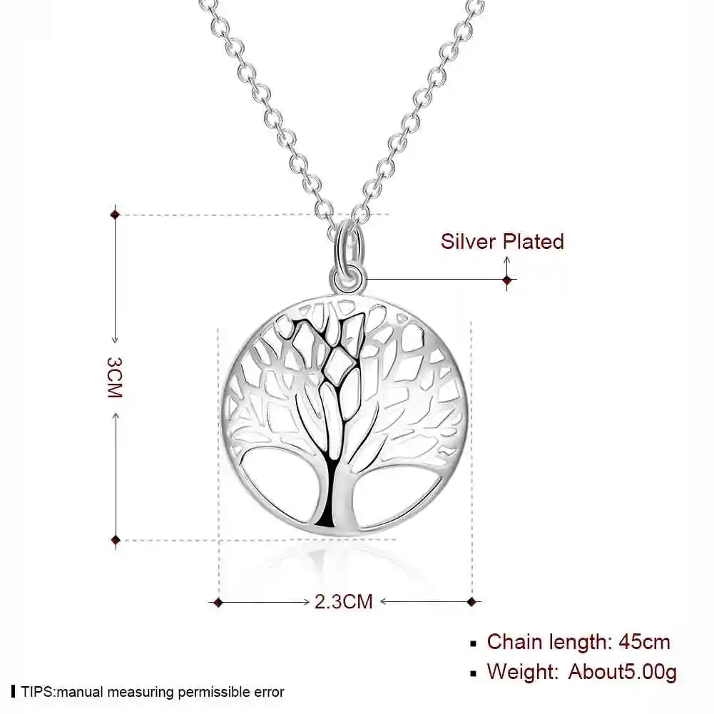 Lose Money Promotions! 925 jewelry silver color necklaces & pendants The tree of life collares populares joias SMTN802 20