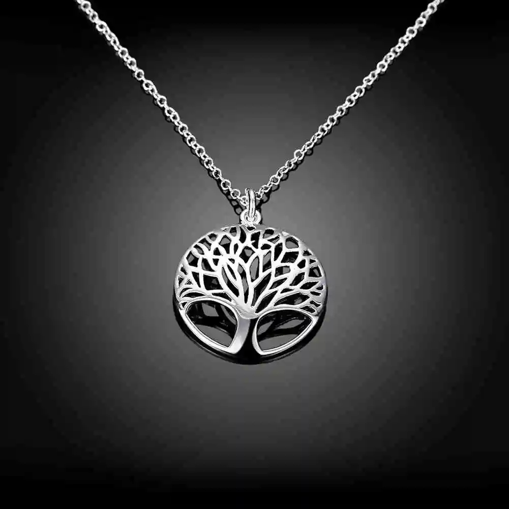 Lose Money Promotions! 925 jewelry silver color necklaces & pendants The tree of life collares populares joias SMTN802 22