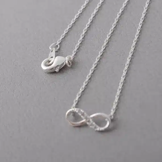 Shuangshuo Tiny Infinity Crystal Pendant Necklaces for Women Choker Lucky Number Eight Geometric Silver Long Chain Necklace 41