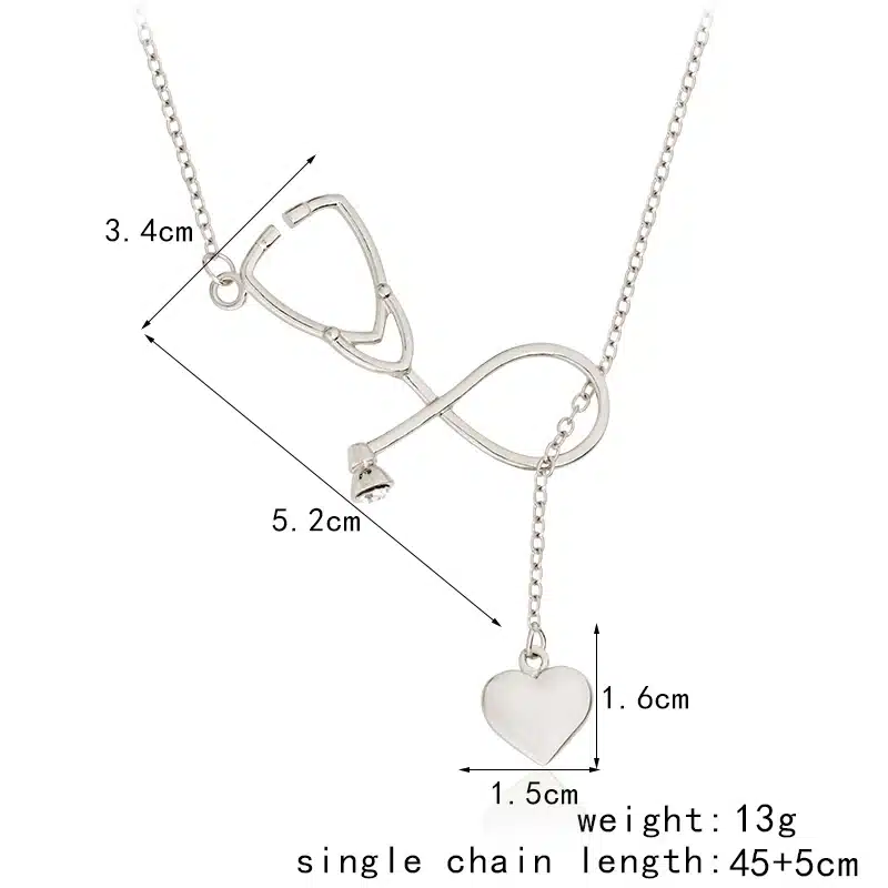 QIHE JEWELRY Gold Silver 2 Color Nurse Heart Stethoscope Necklace Nursing Jewelry Medicine Graduation Gift 14